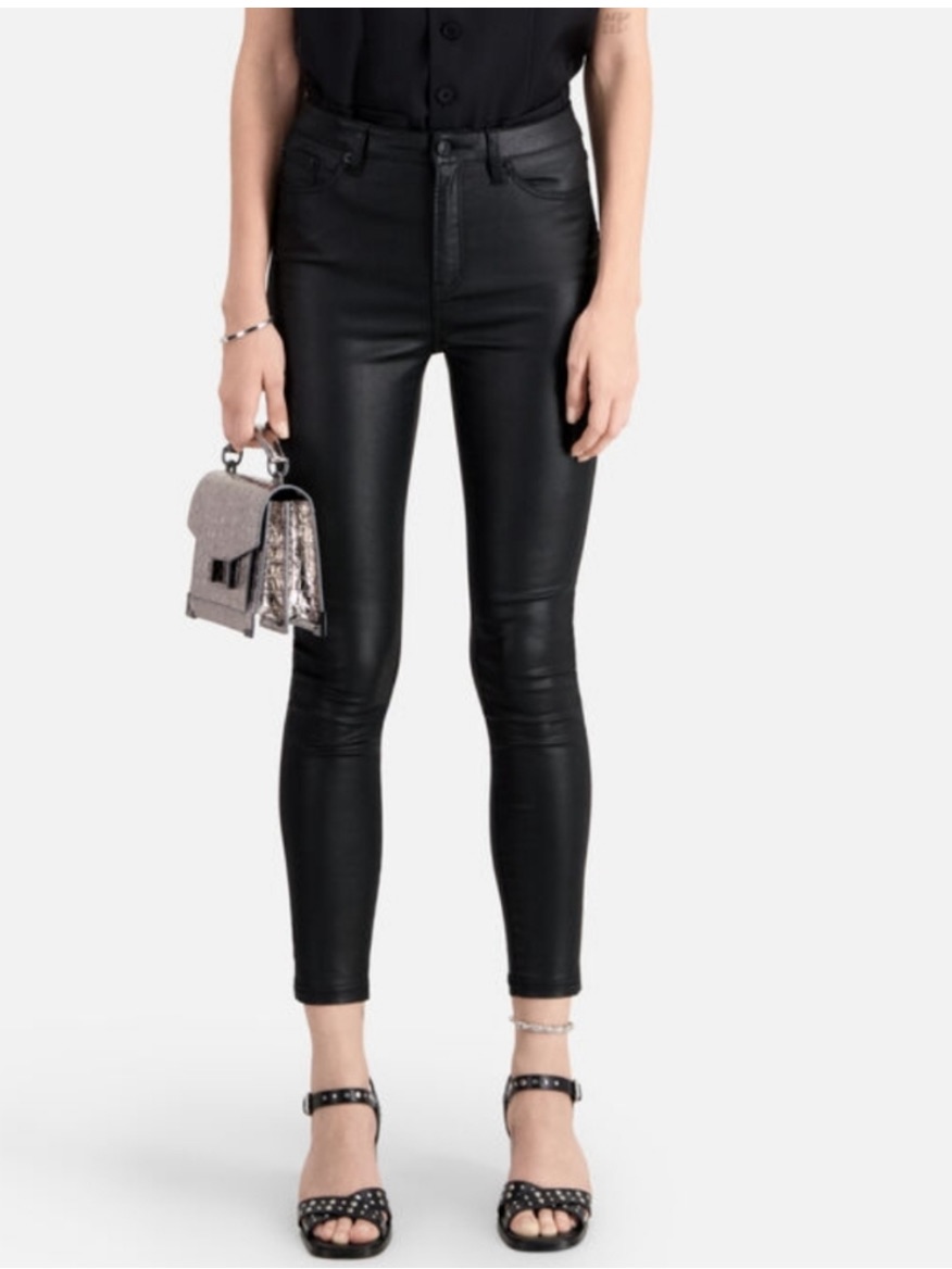 The Kooples Franky Black Coated Skinny Jeans - Sleek Leather-Look